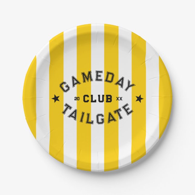 Assiettes En Carton Gameday Tailgate Club Jaune Fête Personnalisée (Devant)
