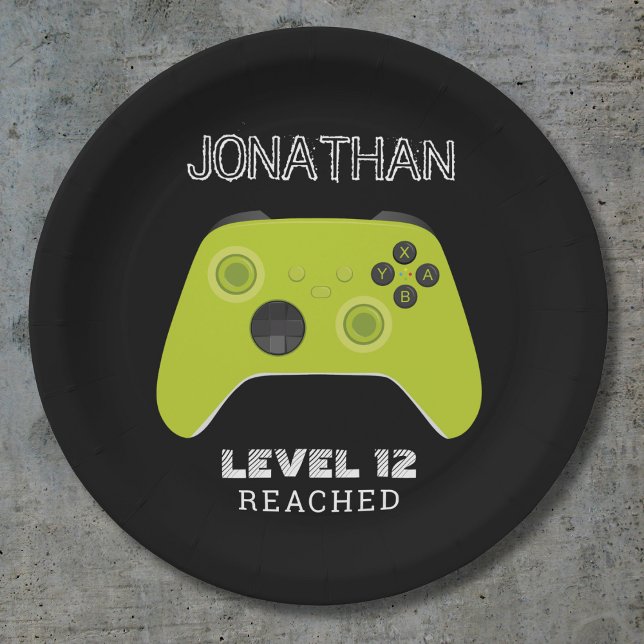 ASSIETTES EN CARTON GAMER DE CONTRÔLEUR VERT NIVEAU HAUT SAC FAVOR (Créateur téléchargé)