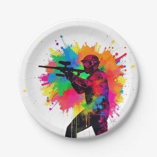 Assiettes En Carton Gamer de Paintball Conception colorée
