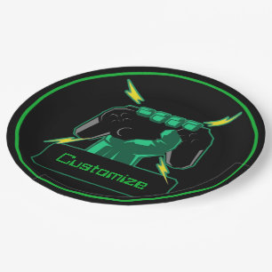 Assiettes En Carton Gamer de puissance personnalisé