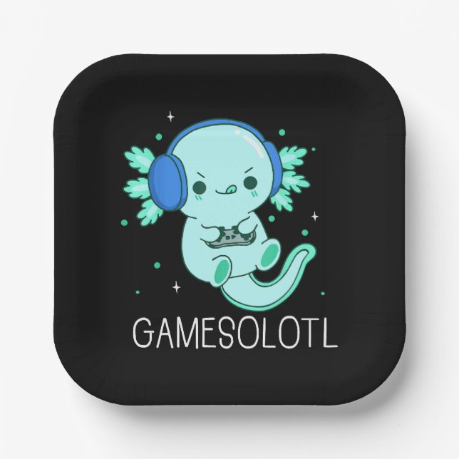 Assiettes En Carton Gamesolotl Axolotl Gamer (Recto)
