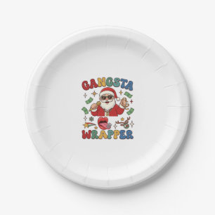 Assiettes En Carton Gangsta Emballage Noël Père Noël Microphone Argent