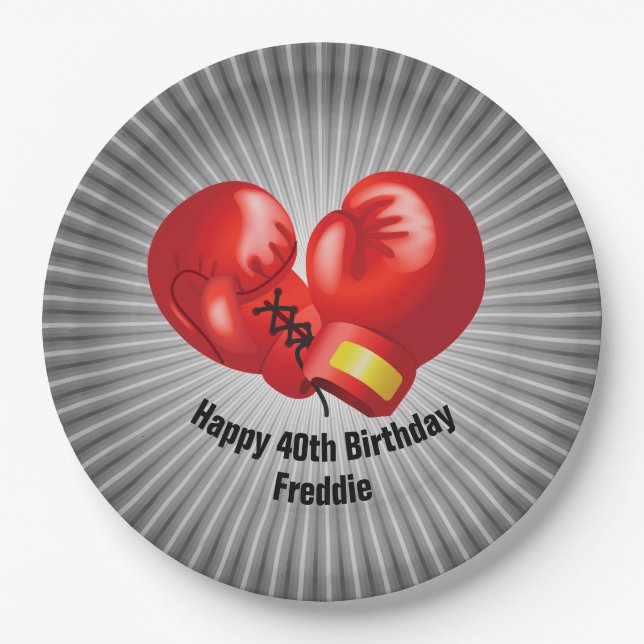 Assiettes En Carton Gants de boxe Conception Papier Plaque (Devant)