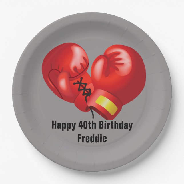 Assiettes En Carton Gants de boxe Conception Papier Plaque (Devant)