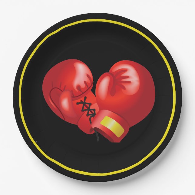 Assiettes En Carton Gants de boxe Conception Papier Plaque (Devant)