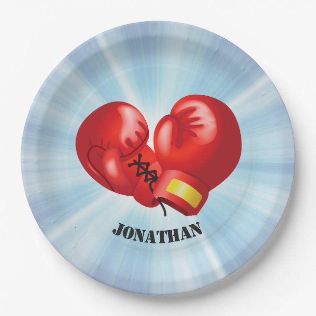 Assiettes En Carton Gants de boxe Conception Papier Plaque (Devant)