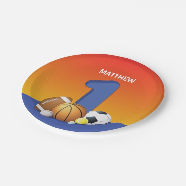 Assiettes En Carton Garçon 1er Anniversaire Sports Balls (Angle)