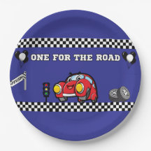 GARÇON BLEU ROND 9" VOITURE DE COURSE 1ER ANNIVERS