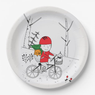 Assiettes En Carton Garçon en vélo