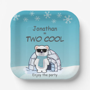 Assiettes En Carton Garçon pour son 2e anniversaire Two Cool Ours Pola