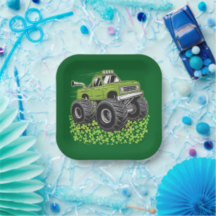Assiettes En Carton Garçon Saint-Patrick Enfant Chanceux Monster Truck