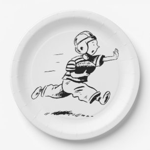 Assiettes En Carton Garçonnet Vintage Jouant au Football Américain