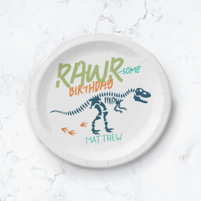 Assiettes En Carton Garçons Bleu Cute T-Rex Dinosaur Anniversaire de e (Créateur téléchargé)