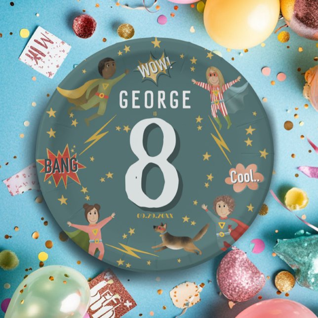 Assiettes En Carton Garçons Cool moderne Superhero Anniversaire de enf (Créateur téléchargé)