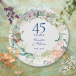 Assiettes En Carton Garland rose 45e 65e anniversaire du Mariage<br><div class="desc">Doté d'une délicate guirlande florale d'aquarelle,  ce plateau botanique 45ème ou 65ème mariage peut être personnalisé avec vos détails spéciaux d'anniversaire dans une élégante typographie bleu saphir. Conçu par Thisisnotme©</div>