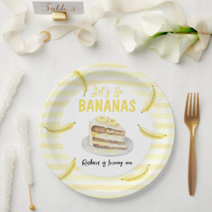 Assiettes En Carton Gâteau à la banane à l'aquarelle pour fête d'anniv