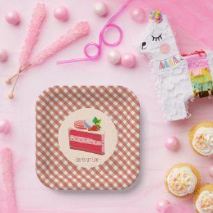 Assiettes En Carton gâteau au velours rouge avec fromage à la crème et