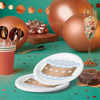 Assiettes En Carton Gâteau Bleu Glaçé Boulangerie Dessert