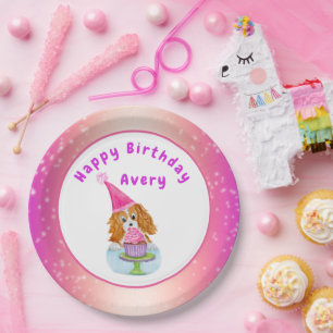 Assiettes En Carton Gâteau Cavalier King Charles Anniversaire Aquarell