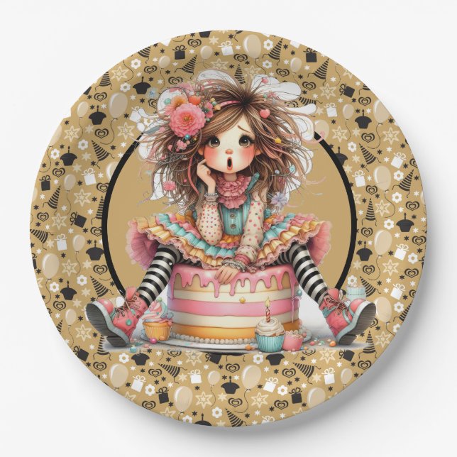 Assiettes En Carton Gâteau d'anniversaire (Devant)
