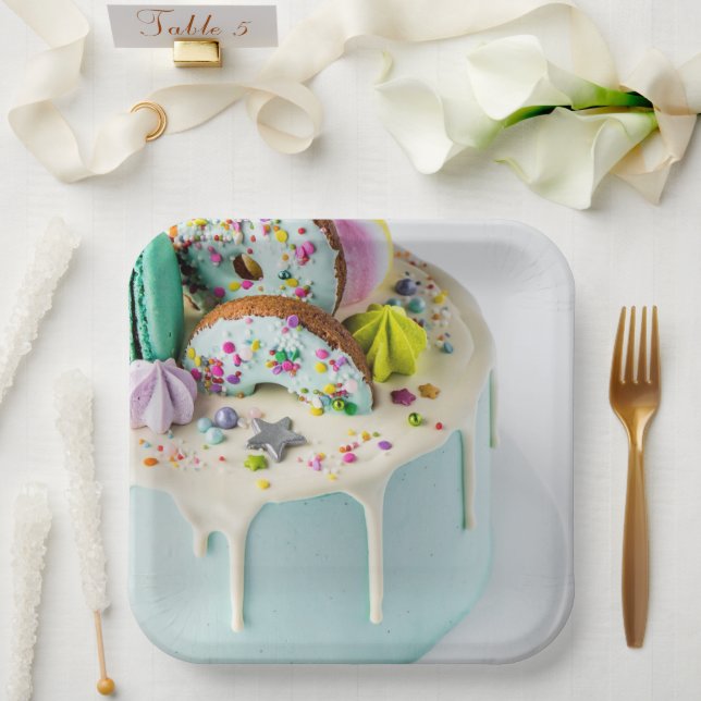 Assiettes En Carton Gâteau d'anniversaire (Mariage)