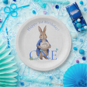Assiettes En Carton Gâteau d'anniversaire classique de lapin Premier A