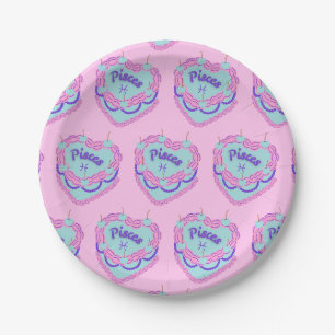 Assiettes En Carton Gâteau d'anniversaire Coquette Poissons du zodiaqu