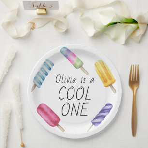 Assiettes En Carton Gâteau d'anniversaire glace à l'eau colorée d'été
