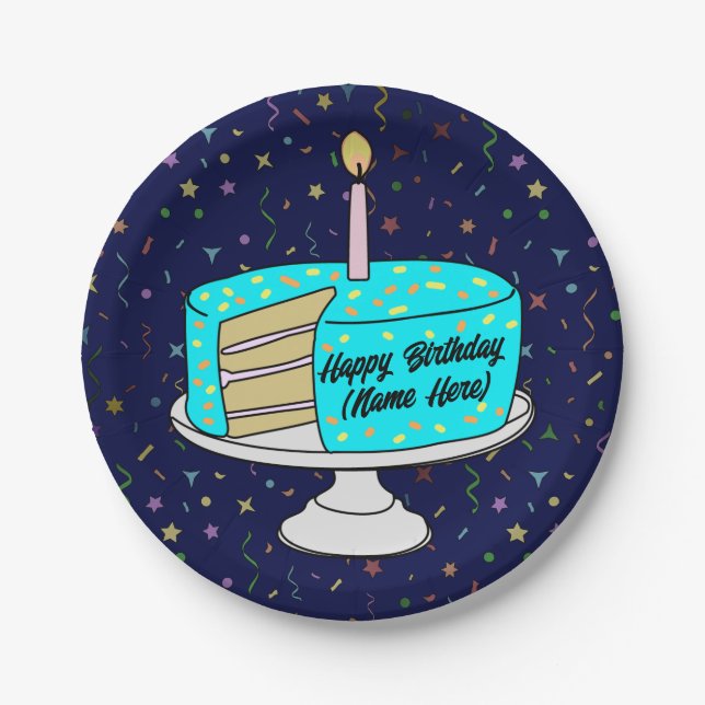 Assiettes En Carton Gâteau d'anniversaire personnalisé - Plaques en pa (Devant)