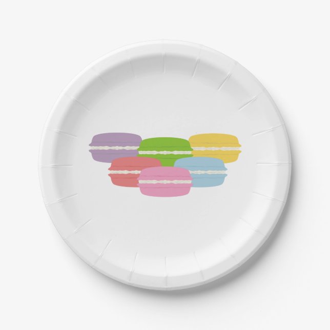 Assiettes En Carton Gâteau de macarons doux (Devant)