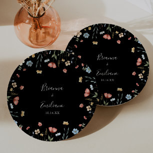 Assiettes En Carton Gâteau de Mariage Fleur Sauvage Jardin Coloré