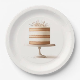 Assiettes En Carton Gâteau Élégant à Étages Fleurs Blanches pour Baby