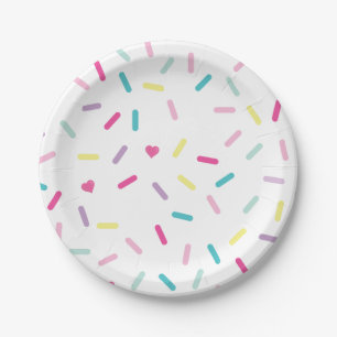 Assiettes En Carton Gâteau et glace à la crème avec paillettes d'anniv