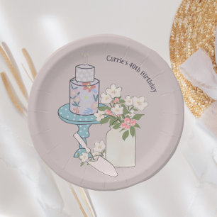 Assiettes En Carton Gâteau Été 40e Anniversaire
