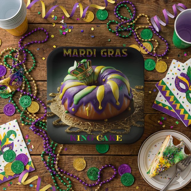 Assiettes En Carton Gâteau Mardi Gras King Avec Couronne (Créateur téléchargé)