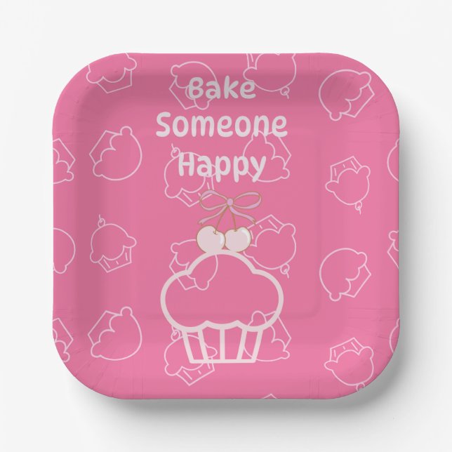 Assiettes En Carton Gâteau rose (Recto)