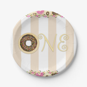 Assiettes En Carton Gâteaux Donuts Marron Crème avec Paillettes pour P