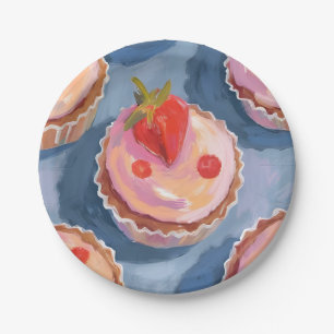 Assiettes En Carton Gâteaux Fraise Aquarelle de Fruits Célébration