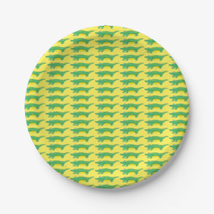 Assiettes En Carton Gator vert jaune Alligator Crocodile Croc Animal