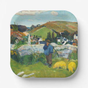 Assiettes En Carton Gauguin Le Porcher Affiche d'Art Rural Vintage