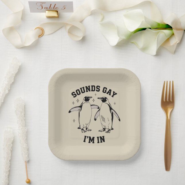 Assiettes En Carton Gay Penguin Sounds Gay I'm In Vintage Queer Lgbtq (Mariage)