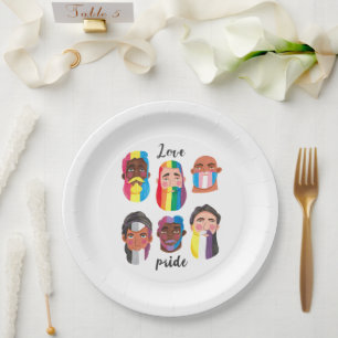 Assiettes En Carton Gay pride arc-en-ciel drapeaux de genre barbe homm