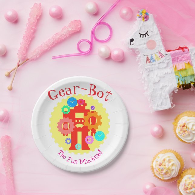 Assiettes En Carton Gear Robot (Fête)