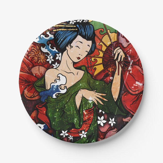 Assiettes En Carton Geisha (Devant)