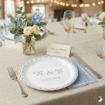 Assiettes En Carton Gemini said SEO Title: Elegant Dusty Blue Scallope<br><div class="desc">Celebrate your special day in style with these custom Dusty Blue Scalloped Border Wedding Paper Plates. Perfect for your reception, rehearsal dinner, or post-wedding brunch, this design features a timeless and sophisticated dusty blue palette. A delicate, double-lined scalloped edge frames the central design, which showcases the elegant script initials 'R...</div>