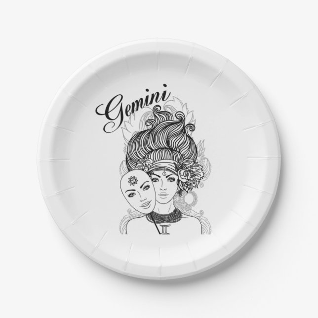 Assiettes En Carton Gemini Zodiac Design (Devant)