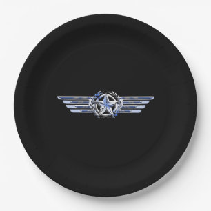 Assiettes En Carton Général Air Pilot Chrome Comme Star Wings Black