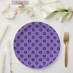 Assiettes En Carton Geo violet et noir