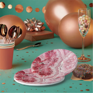 Assiettes En Carton Géode cristal rose