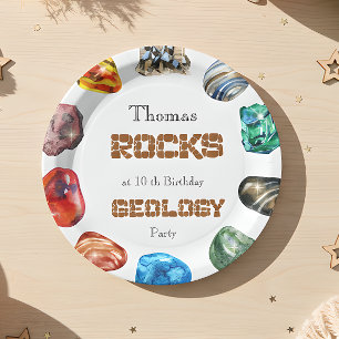 Assiettes En Carton Géologie fête d'anniversaire roche gemstone
